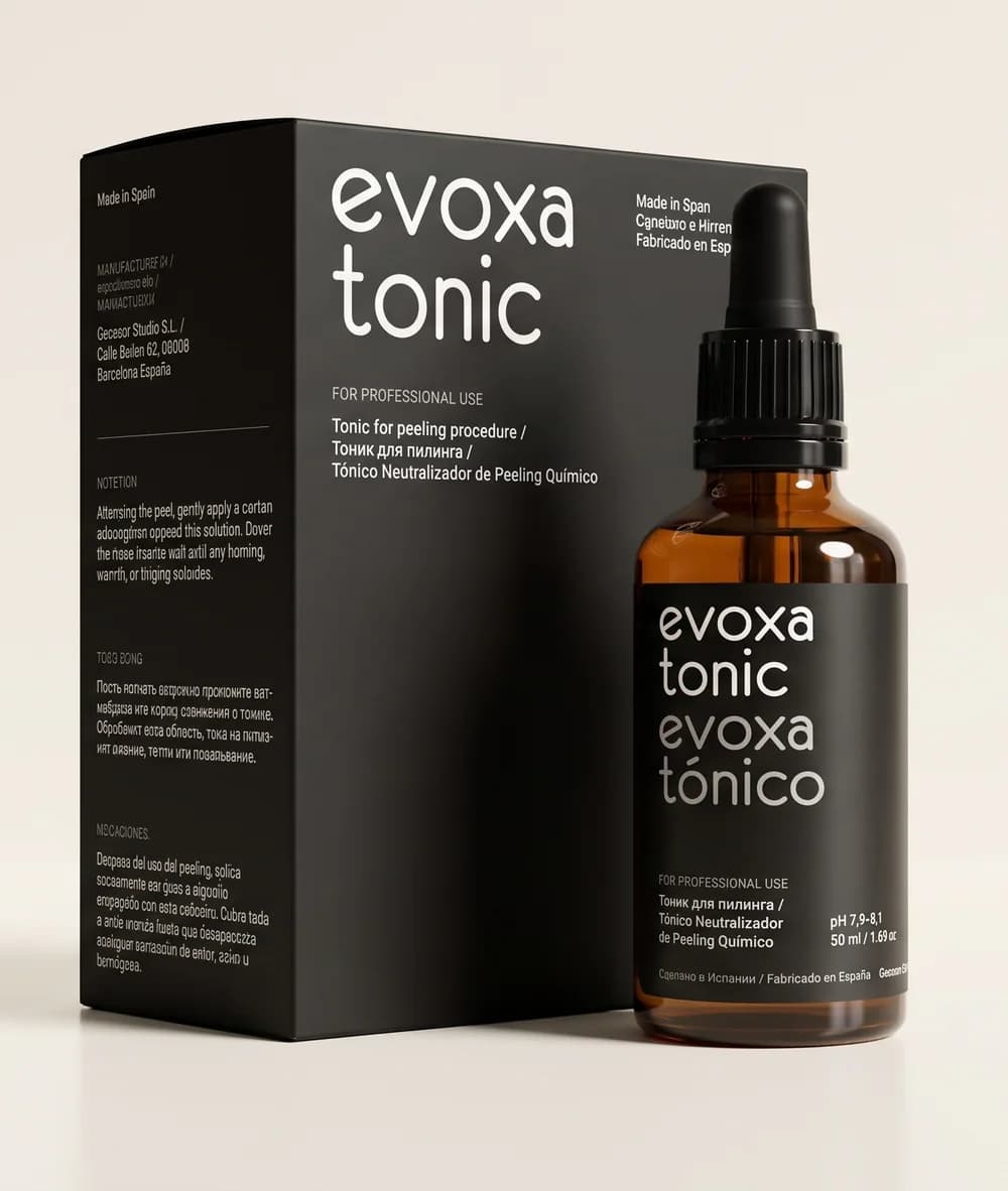 Упаковка и флакон профессионального нейтрализующего тоника EVOXA TONIC